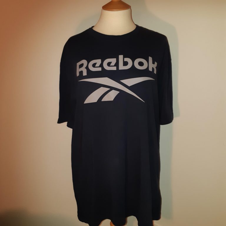 Reebok T-Shirt Navy Blue Large - Image 2
